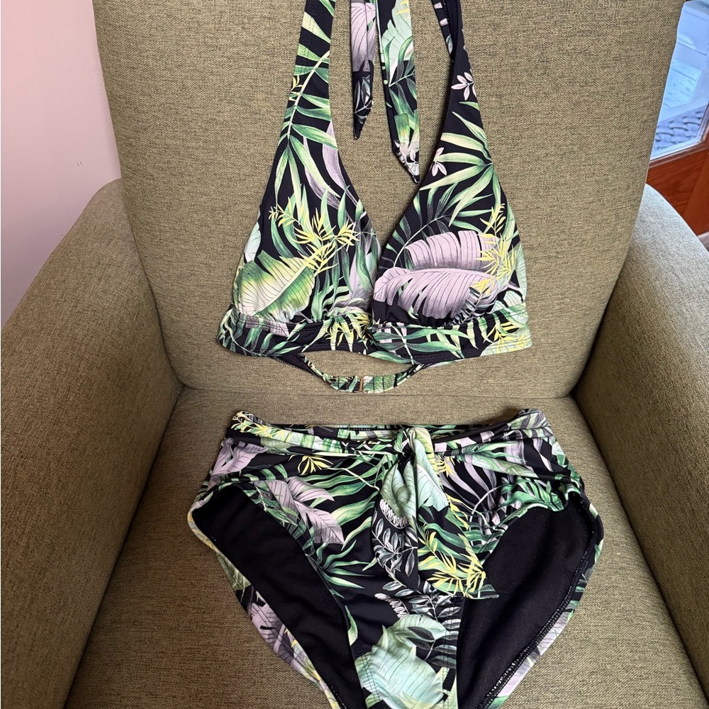 Two piece tropical bathing suit